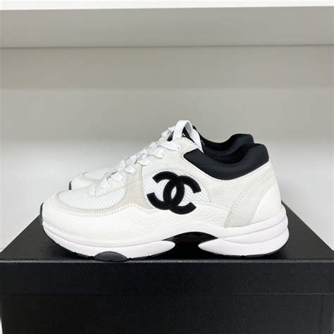 black and white chanel sneakers womens|Chanel sneakers price.